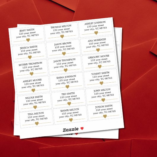Eenvoudig Elegant Faux Gold Heart Line Weddenlabel Sticker