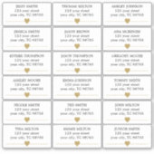 Eenvoudig Elegant Faux Gold Heart Line Weddenlabel Sticker (Voorkant)
