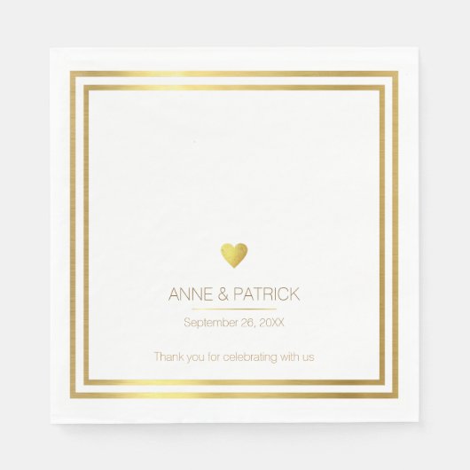 Eenvoudig & elegant faux goud op witte bruiloft servet (Voorkant)