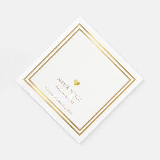 Eenvoudig & elegant faux goud op witte bruiloft servet (Hoek)