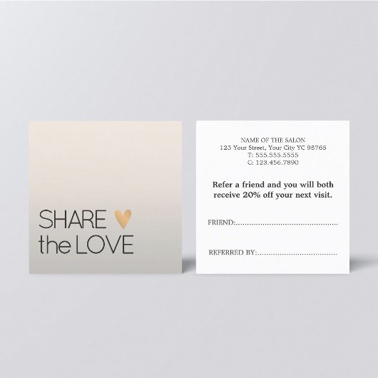 Eenvoudig elegant Faux Silver Gold Heart Aanbevelingskaartje