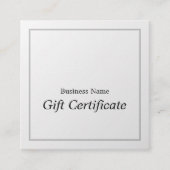 Eenvoudig Elegant Faux Zilver Cadeaubon Vierkante Visitekaartje (Voorkant)