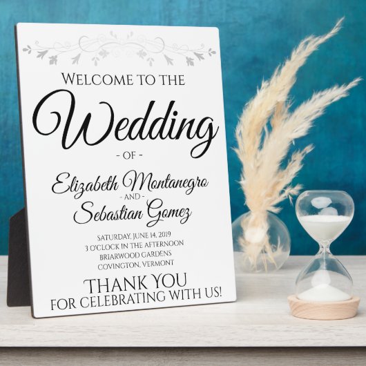 Eenvoudig Elegant Filigree White Wedding Welcome S Fotoplaat (Zijkant)
