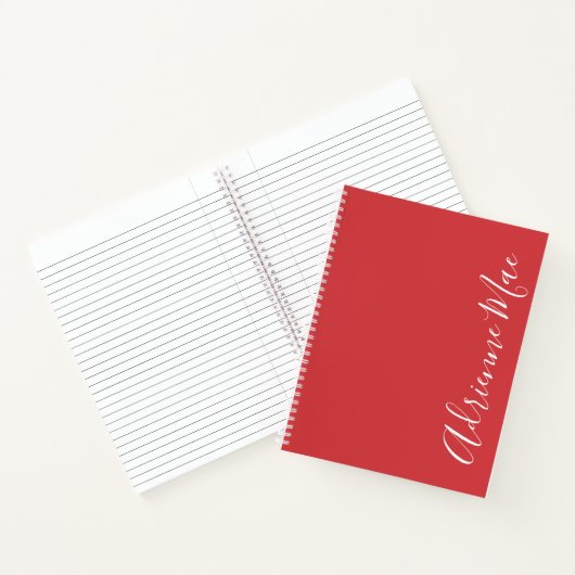 Eenvoudig Elegant Flame Red gepersonaliseerd Notitieboek (Binnen)