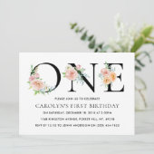 Eenvoudig Elegant Floral 1 1e verjaardag Partij Kaart (Staand voorkant)