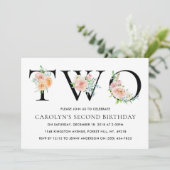 Eenvoudig Elegant Floral, 2de verjaardag van de Tw Kaart (Staand voorkant)