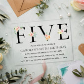 Eenvoudig Elegant Floral 5e verjaardag Acryl Uitnodigingen