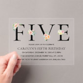 Eenvoudig Elegant Floral 5e verjaardag Acryl Uitnodigingen (Insitu (Draagbaar))