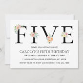 Eenvoudig Elegant Floral 5e verjaardag Kaart (Voorkant)