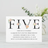 Eenvoudig Elegant Floral 5e verjaardag Kaart (Staand voorkant)