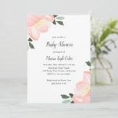 Eenvoudig Elegant Floral Blush Pink Girl Baby show Kaart (Staand voorkant)