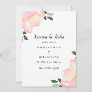 Eenvoudig elegant Floral Blush Pink Weddenschap Sp Save The Date