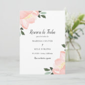 Eenvoudig elegant Floral Blush Pink Weddenschap Sp Save The Date (Staand voorkant)