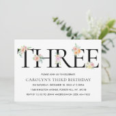 Eenvoudig Elegant Floral DREE 3e verjaardag Kaart (Staand voorkant)