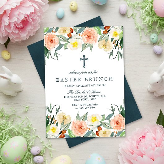 Eenvoudig Elegant Floral Easter Brunch Kaart