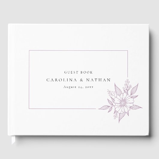 Eenvoudig Elegant Floral Lavender Wedding Gastenboek (Voorkant)