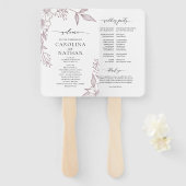 Eenvoudig Elegant Floral Mauve bruiloft programma Handwaaier (Voorkant en achterkant)