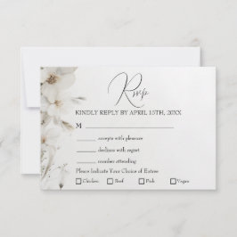 Eenvoudig Elegant Floral Meal Choice Wedding RSVP Kaartje