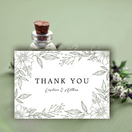 Eenvoudig Elegant Floral Sage Green Wedding Bedankkaart