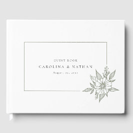 Eenvoudig Elegant Floral Sage Green Wedding Gastenboek