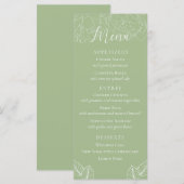 Eenvoudig Elegant Floral Sage Green Wedding Menu (Voorkant / Achterkant)