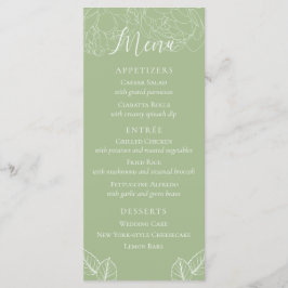 Eenvoudig Elegant Floral Sage Green Wedding Menu