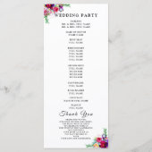 Eenvoudig Elegant Floral Script |Modern huwelijk Programmakaart (Achterkant)