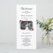 Eenvoudig Elegant Floral Script |Modern huwelijk Programmakaart (Staand voorkant)