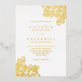 Eenvoudig Elegant Floral Summer Wedding Real Gold Folie Uitnodiging (Voorkant)