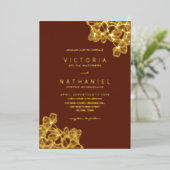 Eenvoudig Elegant Floral Summer Wedding Real Gold Folie Uitnodiging (Staand Voorkant)