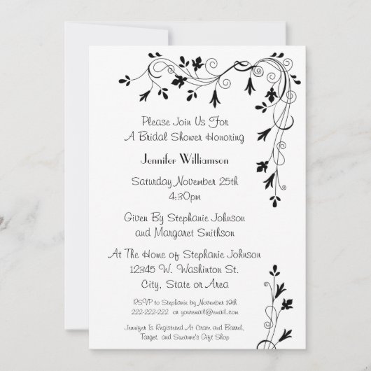 Eenvoudig Elegant Floral Swirl Pattern Vrijgezelle Kaart (Voorkant)