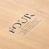 Eenvoudig Elegant Floral VIER 4e verjaardag Acryl Uitnodigingen (Laagn)