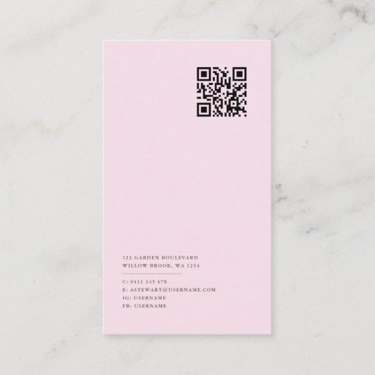 Eenvoudig Elegant Floral Visitekaartje met QR-code (Achterkant)