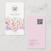 Eenvoudig Elegant Floral Visitekaartje met QR-code (Voorkant / Achterkant)
