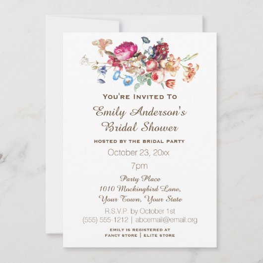 Eenvoudig Elegant  Floral Vrijgezellenfeest ontvan Kaart (Voorkant)