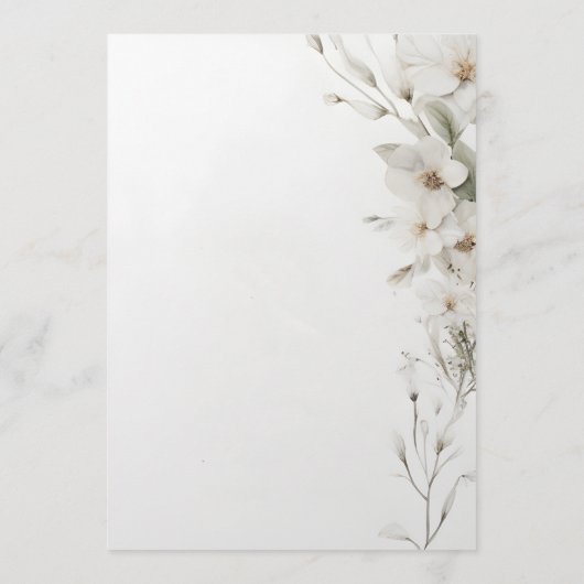 Eenvoudig Elegant Floral Wedding Menu (Achterkant)