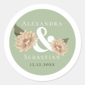 Eenvoudig Elegant Floral Wedding Ronde Sticker (Voorkant)