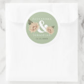 Eenvoudig Elegant Floral Wedding Ronde Sticker (Tas)