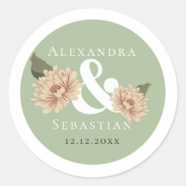 Eenvoudig Elegant Floral Wedding Ronde Sticker