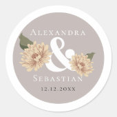 Eenvoudig Elegant Floral Wedding Ronde Sticker (Voorkant)