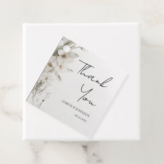 Eenvoudig Elegant Floral Wedding Square Bedankjes Labels (In situ)