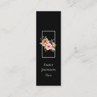 Eenvoudig Elegant Flower Black Mini Visitekaartje