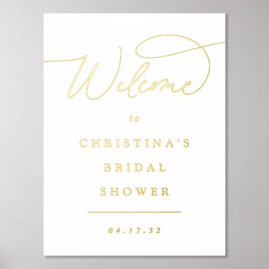 Eenvoudig Elegant Folie Script Event Welkomstteken Folie Afdrukken (Voorkant)