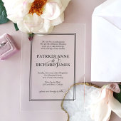 Eenvoudig elegant formeel huwelijk acryl uitnodigingen