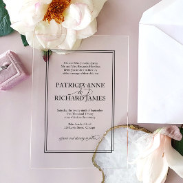 Eenvoudig elegant formeel huwelijk acryl uitnodigingen