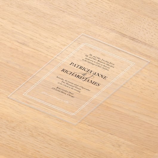 Eenvoudig elegant formeel huwelijk acryl uitnodigingen (Laagn)