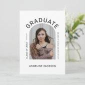Eenvoudig elegant foto afstuderen aankondiging (Staand voorkant)