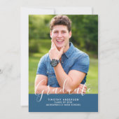 Eenvoudig elegant foto-Afstuderen verticaal | Blau Kaart (Voorkant)