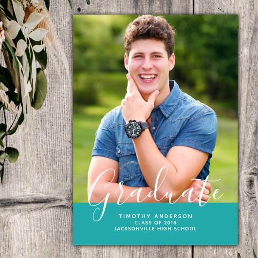 Eenvoudig Elegant Foto Afstuderen Verticaal | BLAU Kaart