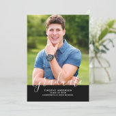 Eenvoudig Elegant Foto Afstuderen Verticaal | Zwar Kaart (Staand voorkant)